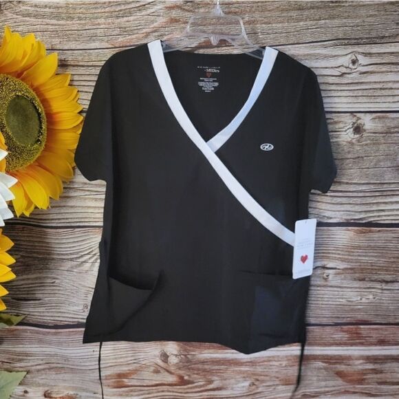 " New York Laundry " Woman's Medics scrub top Size: medium black/white NWT - Picture 2 of 7
